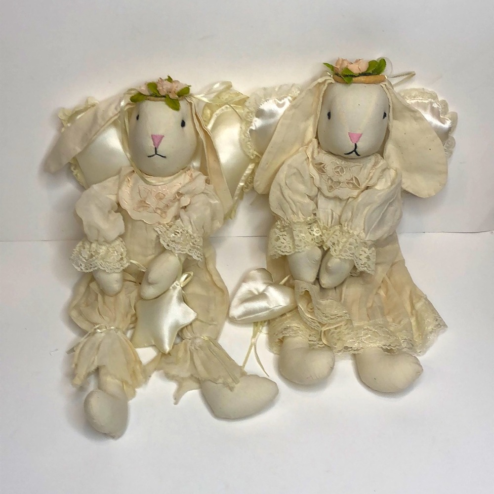 Male and female bunny angels, custom hand made